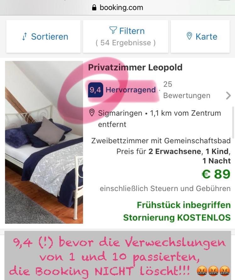 Privatzimmer Leopold Apartment ซิกมาริงเงน ภายนอก รูปภาพ